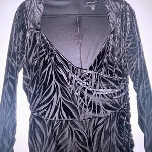 Donna Morgan Black Leaf Pattern Dress